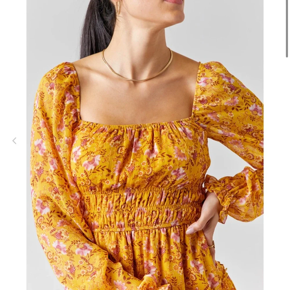 NEW FRANCESCA’S CODY FLORAL SMOCKED MINI DRESS - Picture 5 of 6